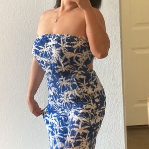 Dress Forum Revolve strapless floral crop jumpsuit